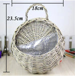 panier suspendu rotin osier jardinière murale fleurs artificielles décoration jardin rustique marron clair