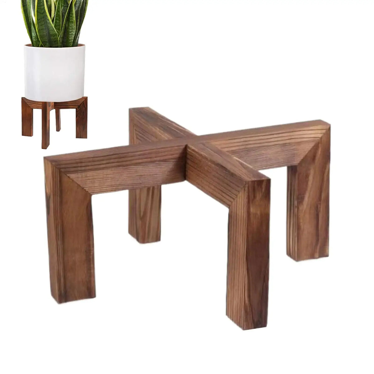 présentoir bois marron support pots fleurs table basse rustique minimaliste charge 160lbs assemblage vis