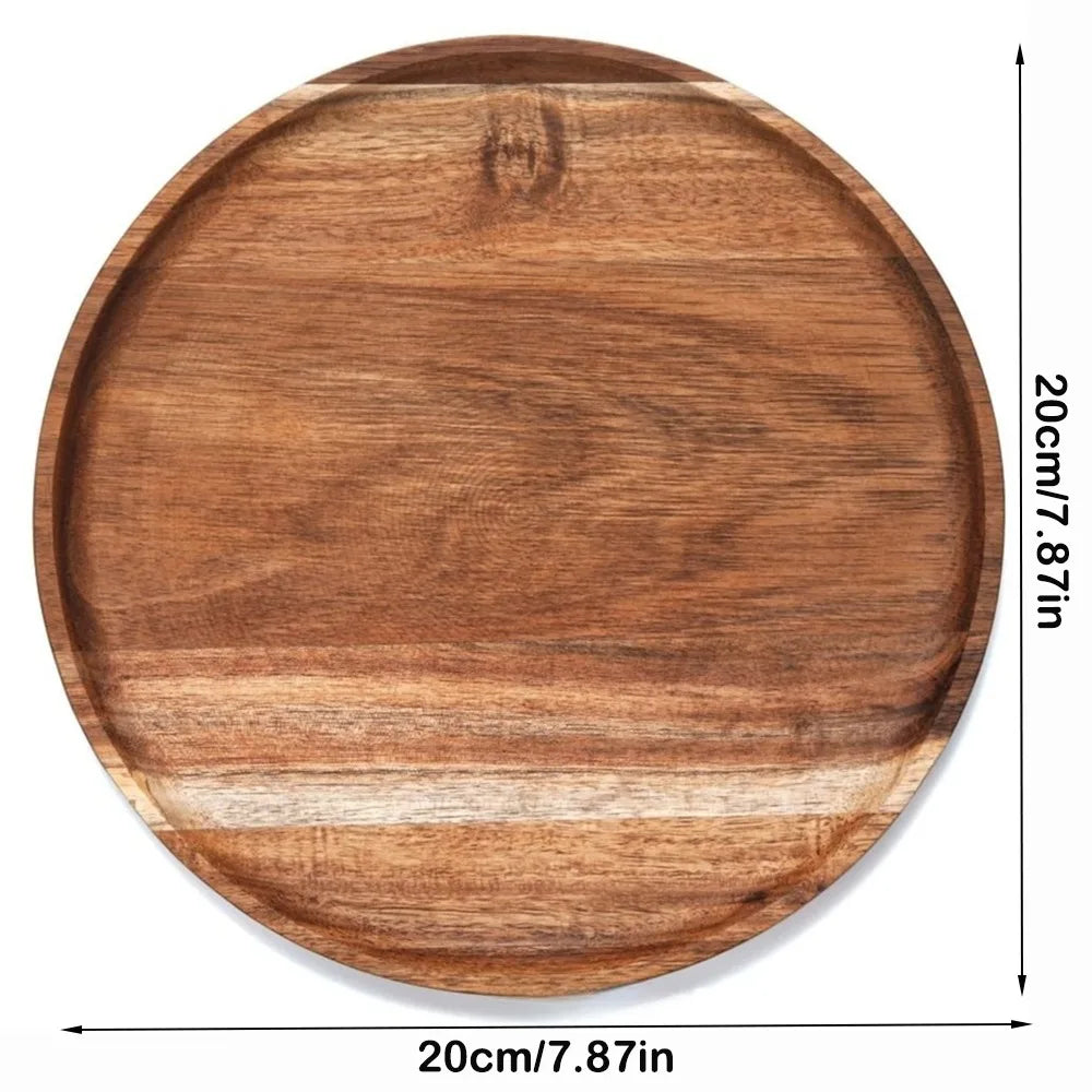 assiette ronde bois marron clair minimaliste rustique dîner pain grande petite