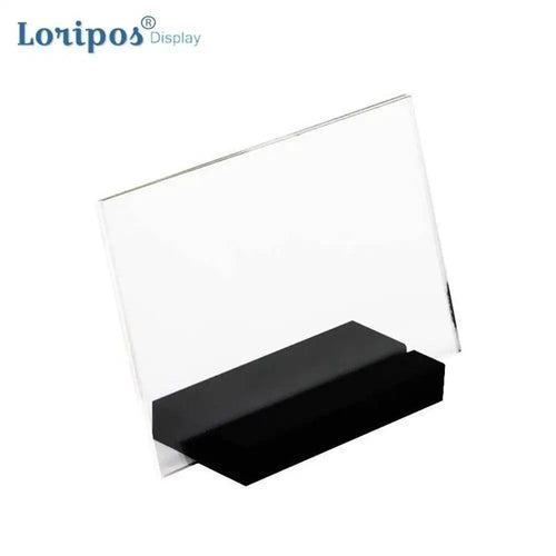 support menu transparent moderne clips acrylique noir rectangle informations affiche publicitaire étiquettes prix cartes