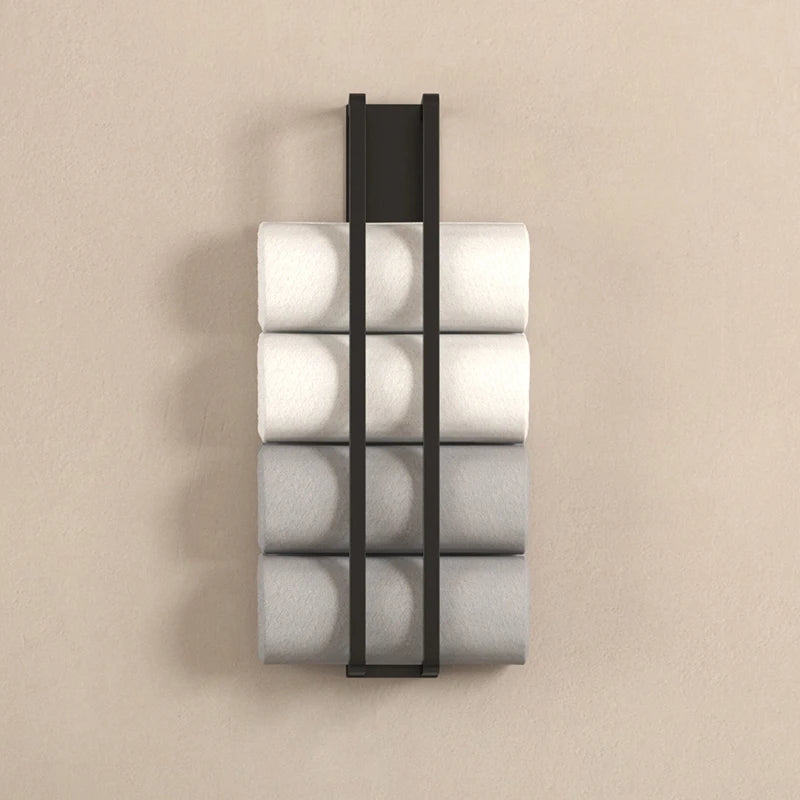 porte serviettes mural noir laqué moderne sans perçage 50cm serviettes texturées minimaliste