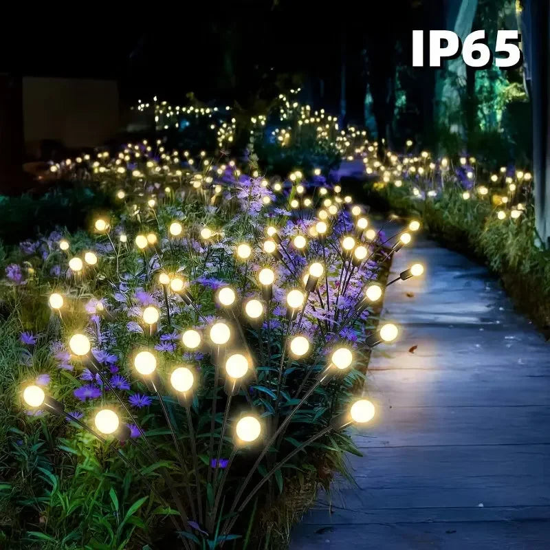 lumière solaire led extérieure moderne noire dorée blanche floral decoration autonome piquet jardin patio