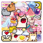 sticker pixel art kawaii multicolore animaux motifs mignons scrapbooking diy journal coque téléphone
