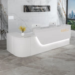 comptoir accueil moderne blanc tiroirs rangement mobilier commercial luxe minimaliste