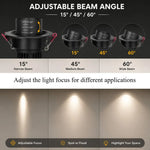 spot led noir réglable angle faisceau 15 45 60 modernes clips ressort 7w
