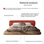 lit marron clair minimaliste simili cuir bois oreiller coussin carré king size queen size