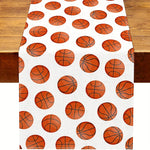 nappe rectangulaire basketball motifs ballons blanc moderne décoration maison festive orangée marron