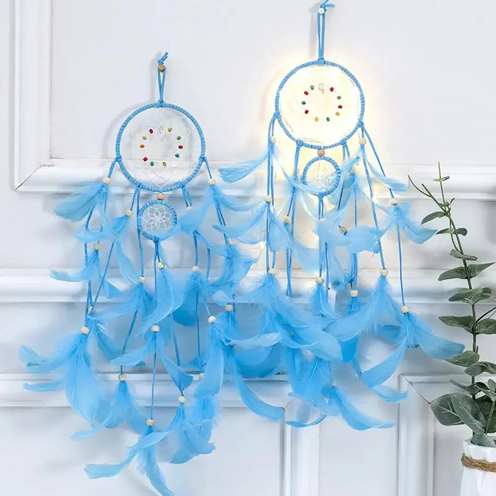 attrape rêves boho plumes tassel chain couleur bleue rose verte