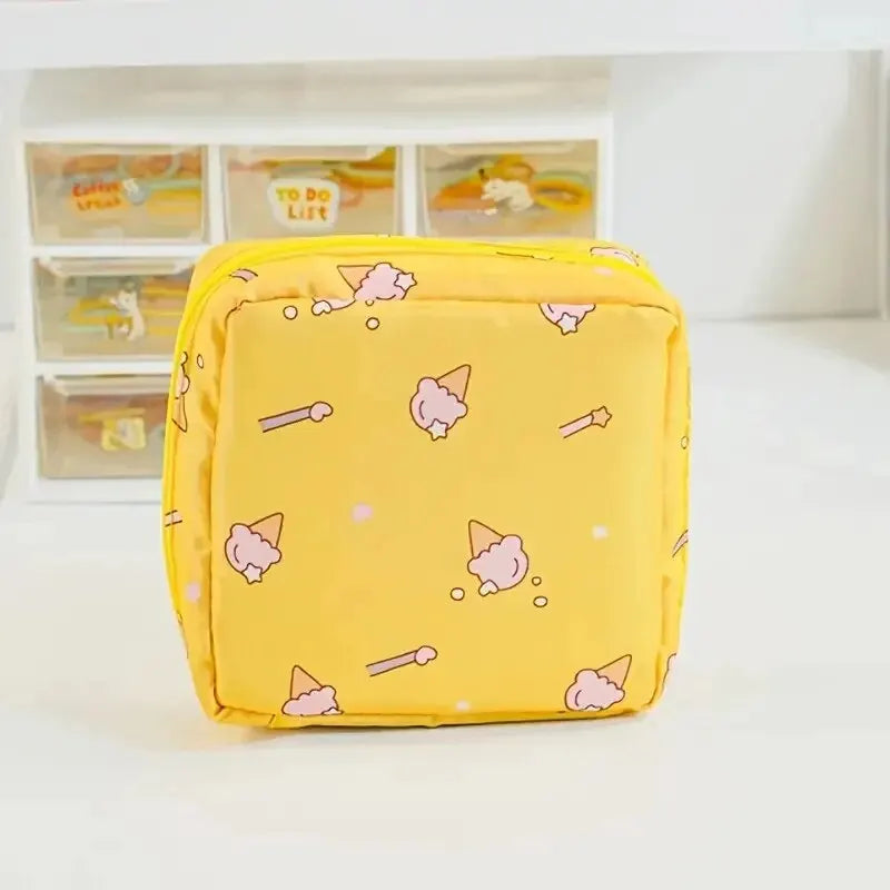 sac maquillage bleu rose noir moderne imprimé animaux cactus fruits glissière chargeur écouteurs portable