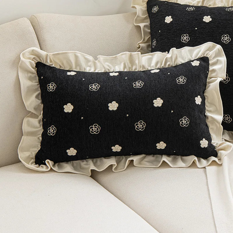 housse coussin vintage fleur beige noir marron français adhésif décoration intérieure voiture