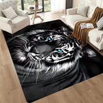 tapis moderne lions animaux salon chambre noir marron beige bleu polyester rectangle