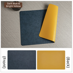 tapis table simili cuir moderne marron noir bleu foncé jaune vif antidérapant cuisine salle
