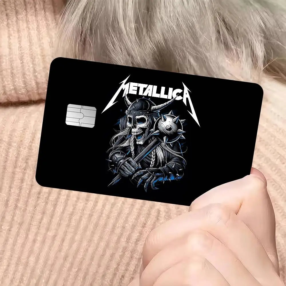 autocollants graphiques metallica cartes bancaires réutilisables waterproof noir rouge bleu