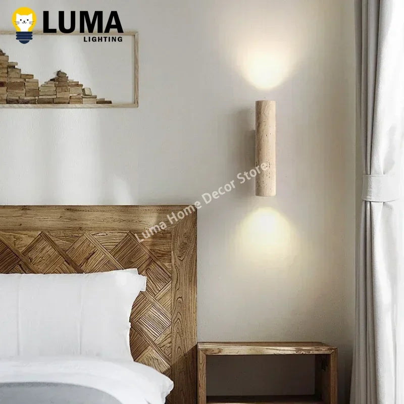 applique murale pierre marbre beige bois moderne salon chambre salon