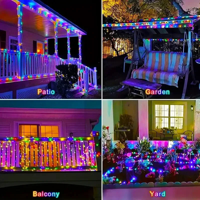guirlande lumineuse solaire rgb extérieure décoration jardin fêtes ambiances festives led imperméable ip65