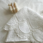 serviette table dentelle blanche motifs floraux classique romantique réutilisable extérieure intérieure blanc hiver été