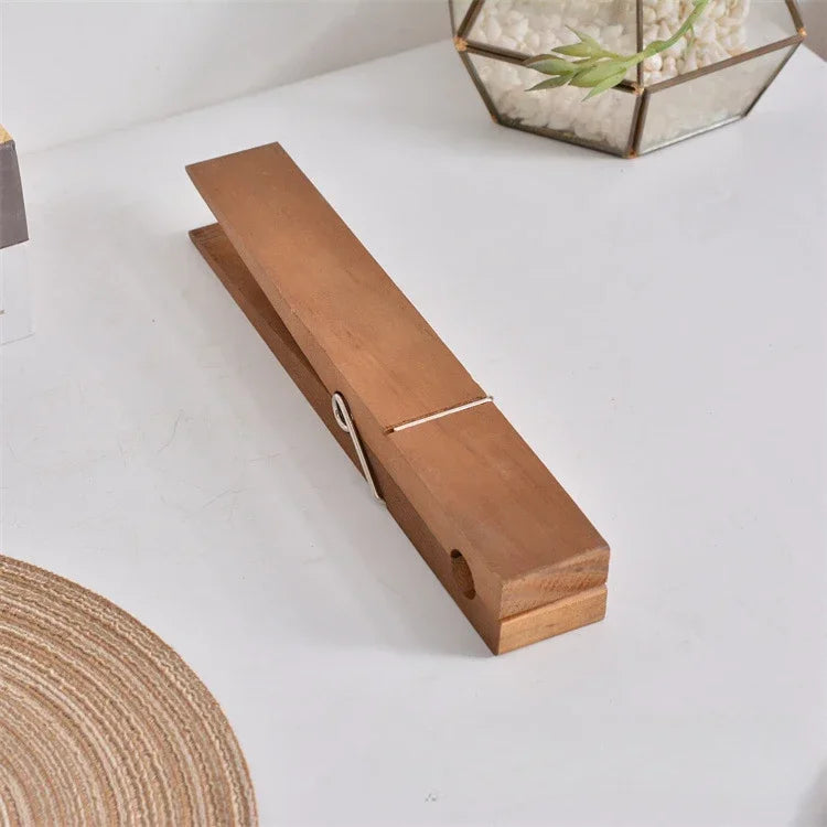 pinces linge bois naturel marron foncé rustique modernes salle bain adhésif grandes petits