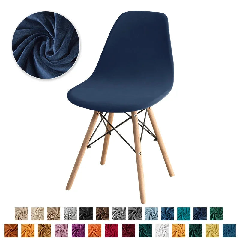 Chaise couvre velours étirable moderne fixée couleur vert foncé beigeclair