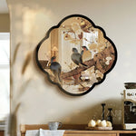 miroir mural vintage fleurs oiseaux artisanal noir blanc chambre salon