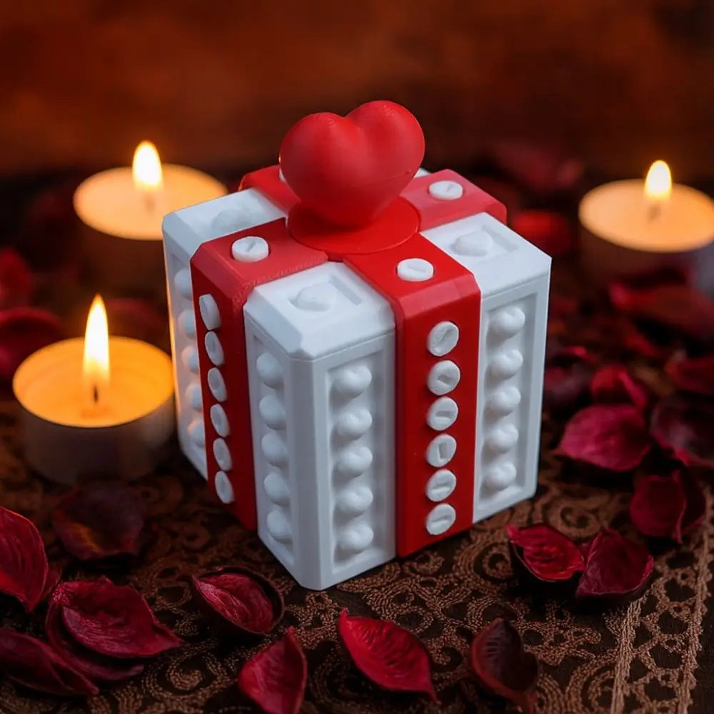 boîte cadeau rouge blanche rayures coeurs relief occasion noël anniversaire mariage