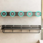 étagère murale adhésive noir acier inoxydable salle bain moderne clips magnétiques rangement douche