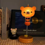 lampe table ours kawaii enfantine résine led orange marron blanc décorative chambre