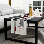 chaise table lin géométrique rouge noir gris moderne minimaliste decoration abstraite opaque