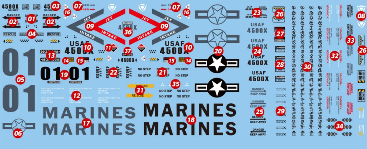 stickers personnalisables robot transformable hélicoptère militaire détaillé gris métallisé armes emblèmes tactical papier