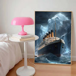 affiches murales titanic bleu noir blanc impressionnistes nuit lumière glace vague cadres