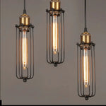 lampe suspendue industrielle vintage noir doré cage métallique ampoule filament transparent opaque