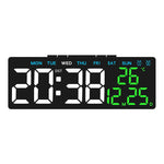 Horloge numérique LED affichage temps jour date température noir blanc vert bleu.orange moderne