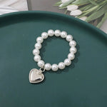bracelets blanches argent pendentif cœur classique vintage poupées accessoires filles adolescents