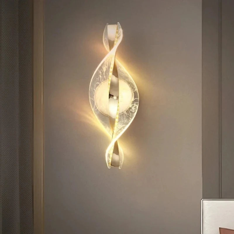 lampe murale moderne aluminium blanc doré texture marbrée éclairage quotidien certification rohs ul gs