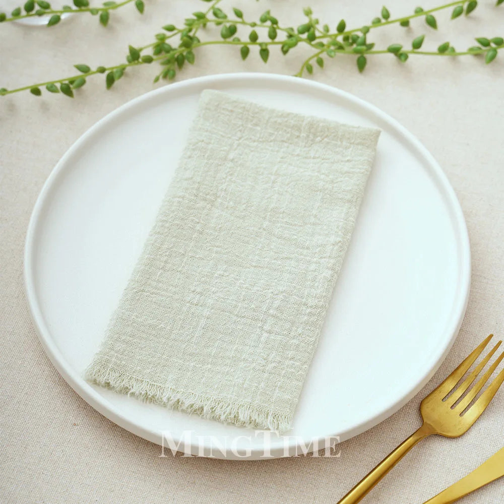 lot 10 serviettes table coton jaune texture rugueuse moderne maison