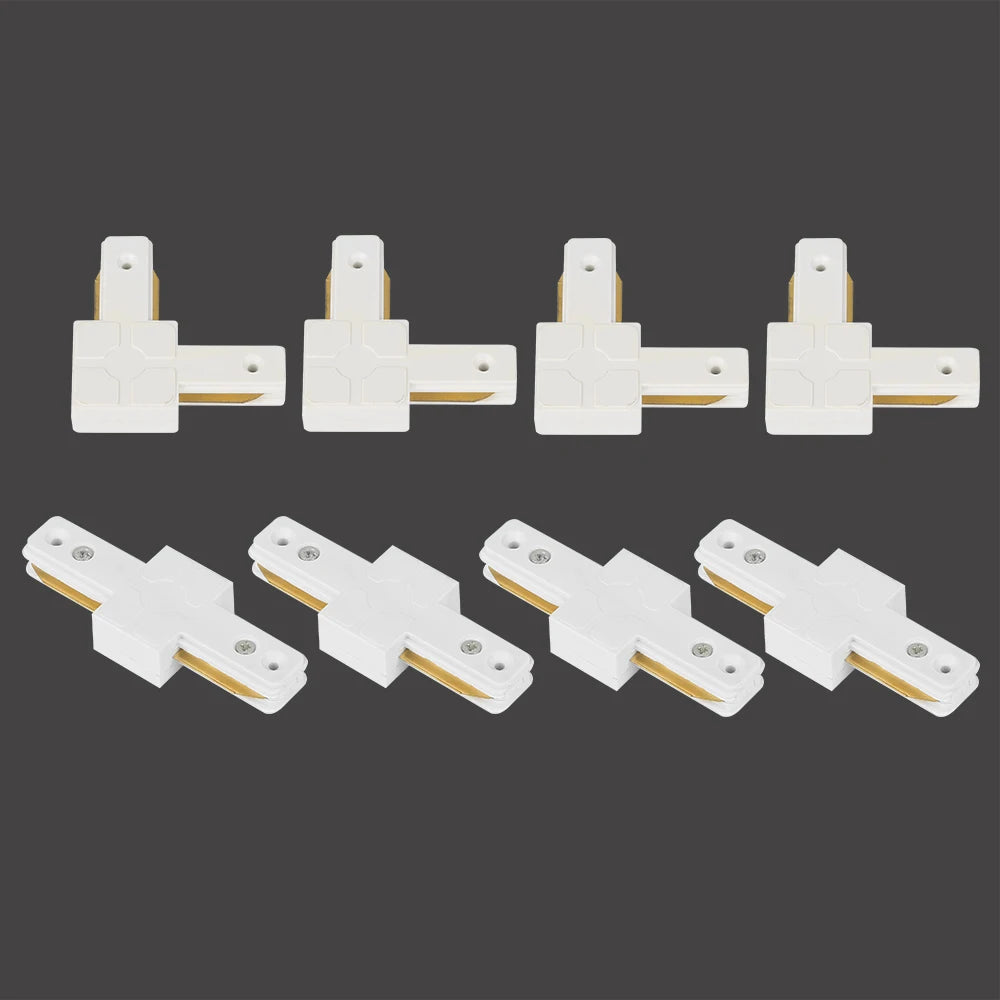 rails suspension blanc noir moderne connecteurs vis assemblage luminaires fixations fonctionnel plat lisse