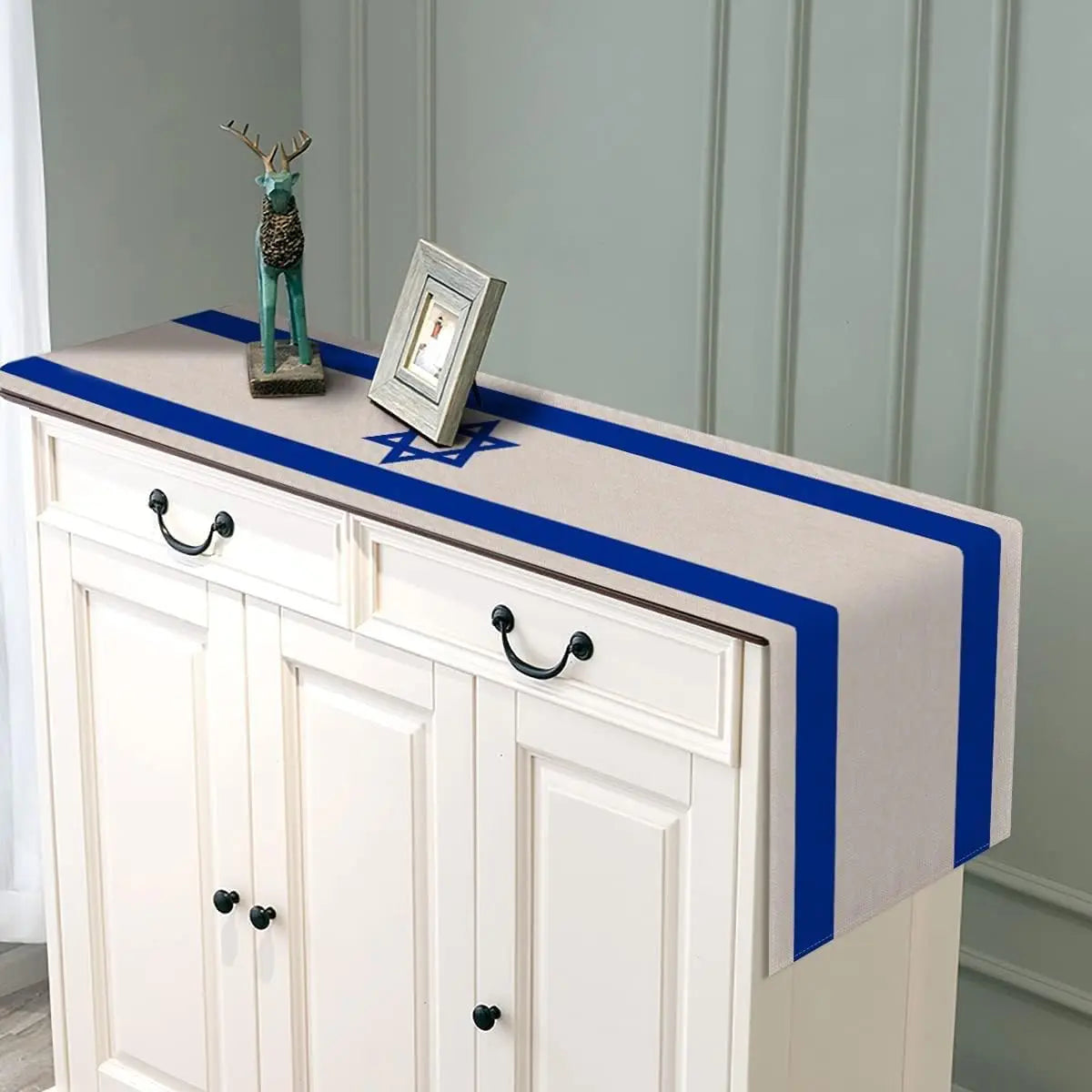 nappe lin étoile david drapeau israël pâques table moderne stripes décor patriotique blanc bleu