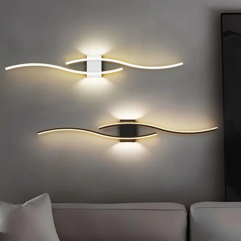 appliques murales led moderne ondulées blanc noir or 2000 82000lm fixées mur