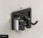 porte balai adhésif acier inoxydable gris métallisé noir moderne salle bain rangement organisateur