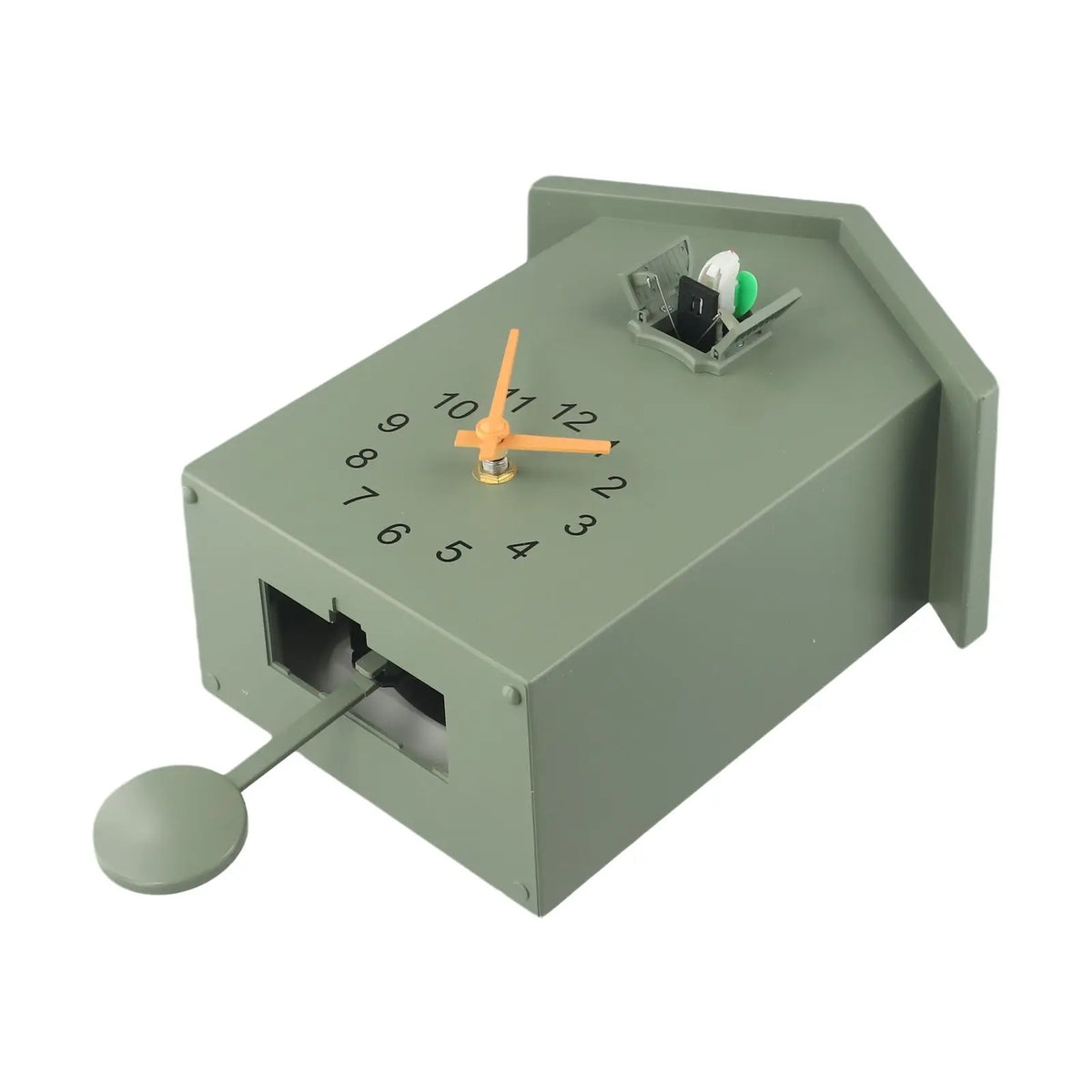 horloge pendule moderne minimaliste couleur bleu clair vert olive blanc orange cadran rond chiffres