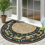 tapis d'entrée moderne mosaïque motifs floraux antidérapant extérieur noir marron beige vert blanc