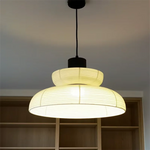 Suspension lumineuse moderne tissu rayures horizontales blanc beige noir