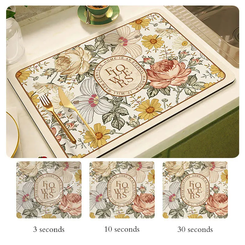 tapis cuisine absorbant fleurs vintage décoratif séchage vaisselle cuisine coton épais motif floral