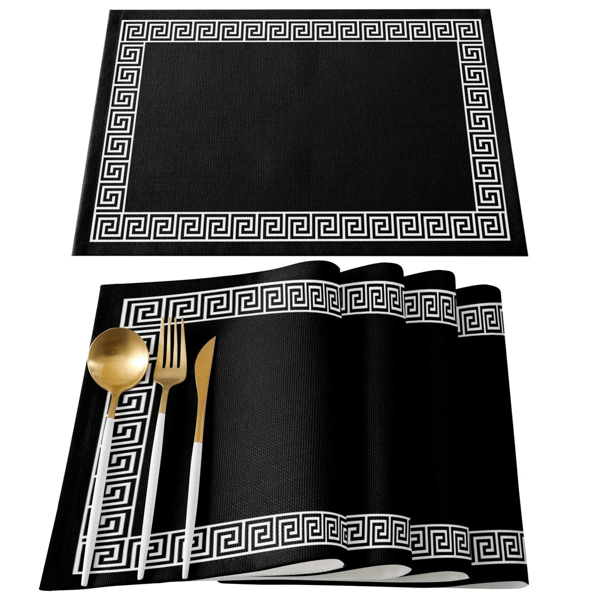 serviettes table classiques motif géométrique rouge gris bleu marine beige