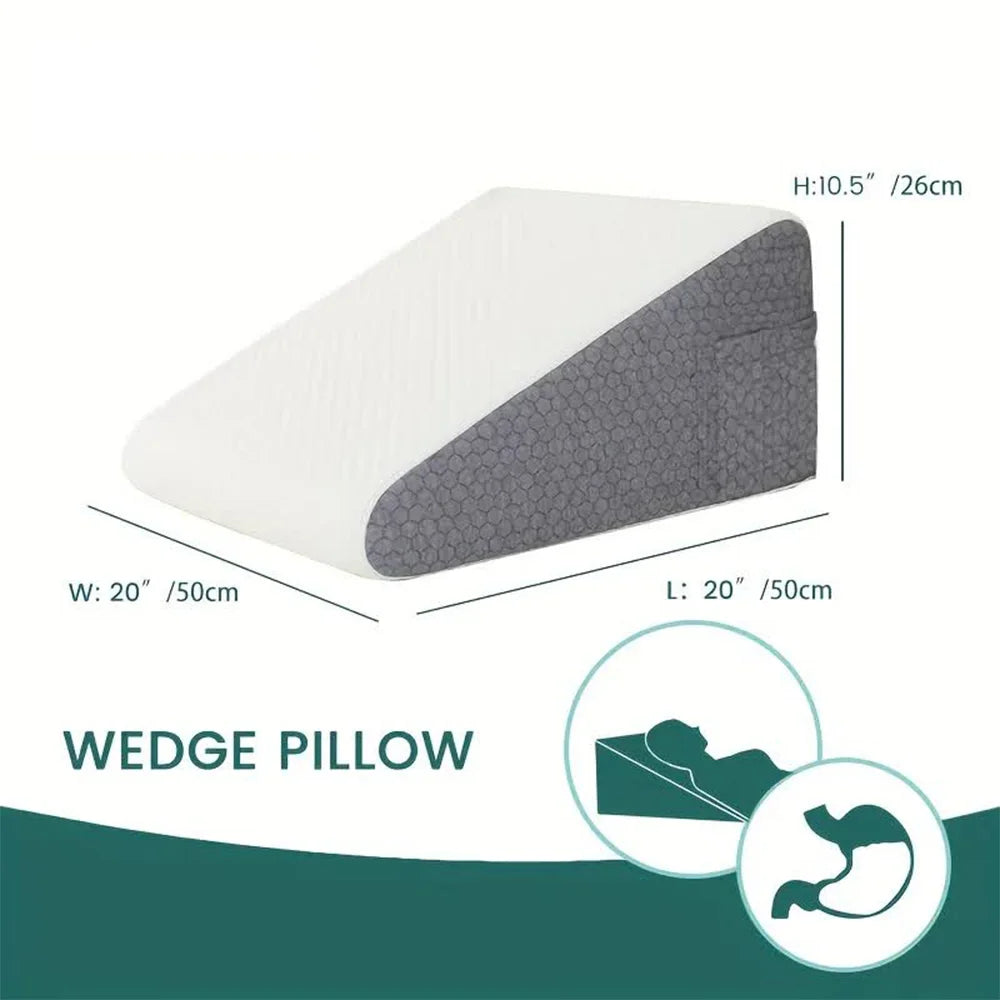 coussin wedge mousse mémoire forme triangle blanc gris antistatique anti ronflement contemporain minimaliste literie