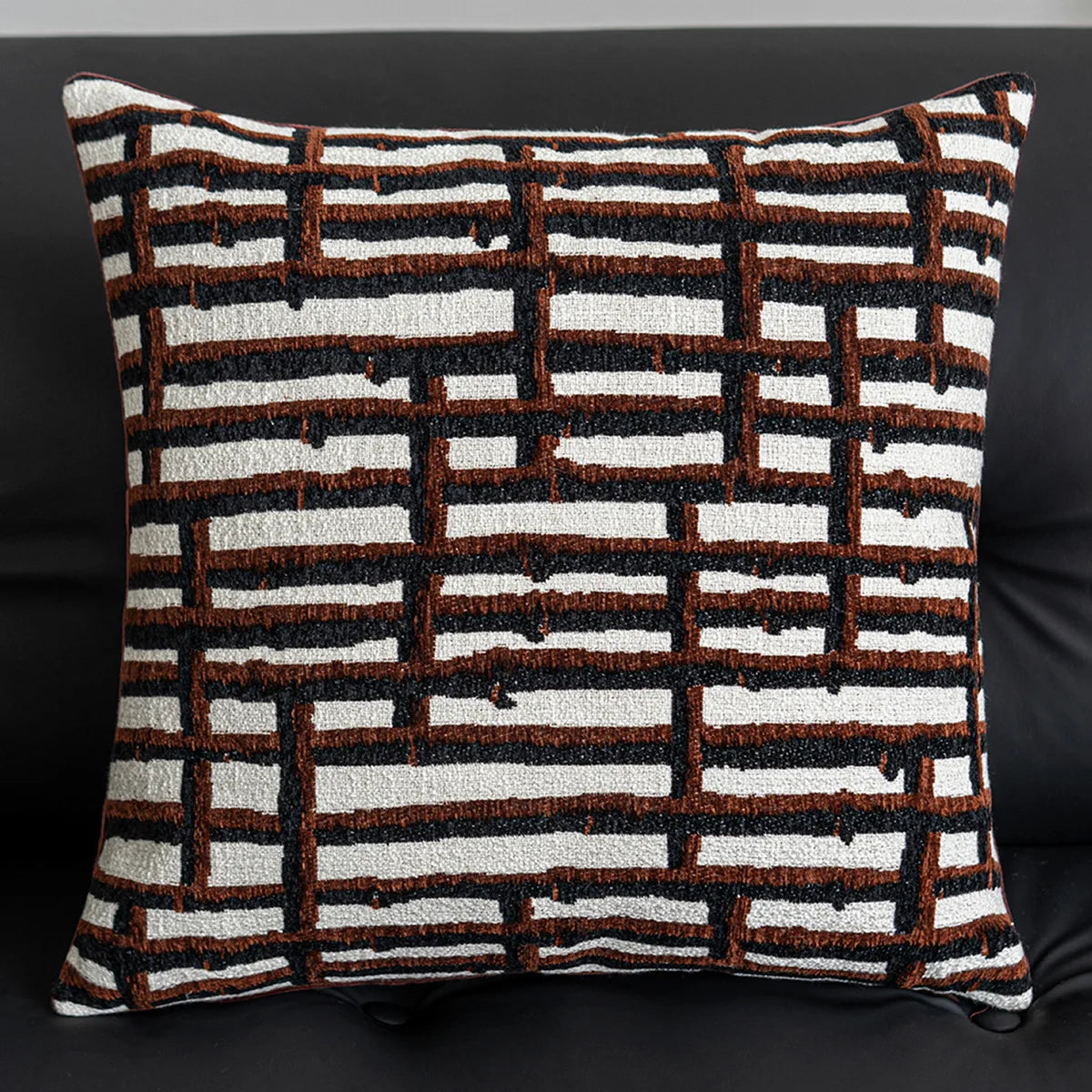 coussin housse carré moderne motif végétal feuilles fleurs adhésif polyester 45x45cm 30x50cm decoration intérieur