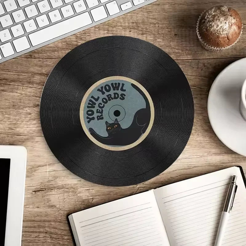 tapis souris vintage noir chat yeux orange yowl yowl records non glissant