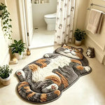 tapis chaton peluche gris rose orange oreilles pattes queue yeux fermés décoration maison