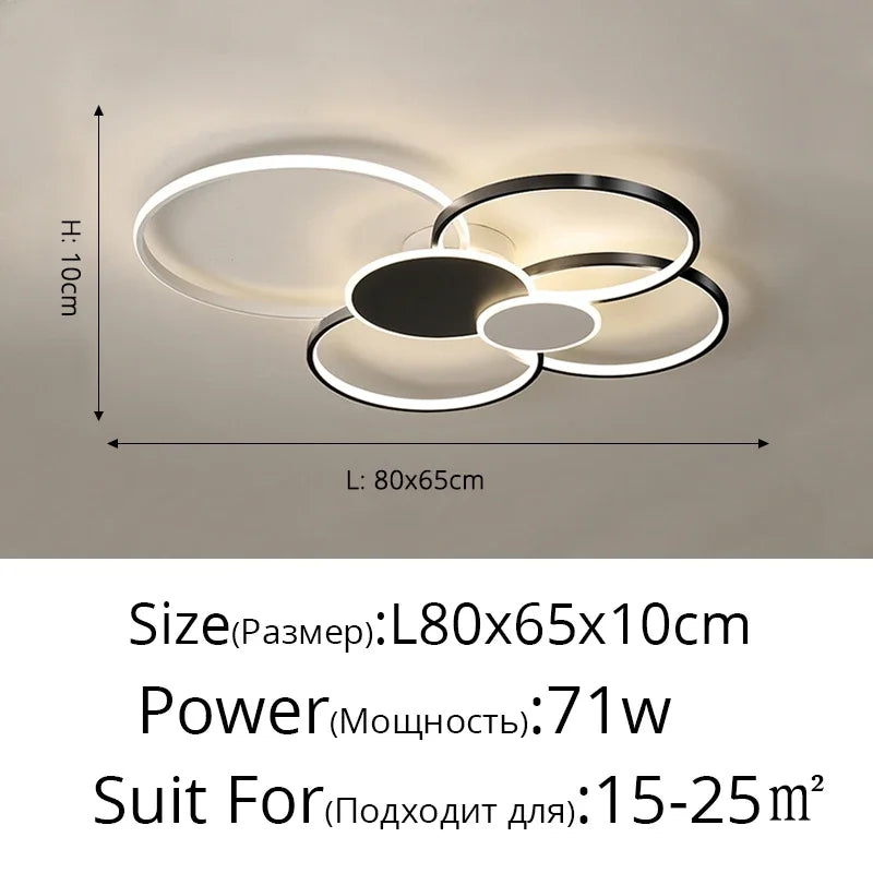 plafonnier moderne led noir blanc doré circulaire géométrique chambre salon