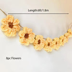 guirlande décorative fleurs crochetées blanc jaune bohème champêtre enfantin living room mariage birthday party