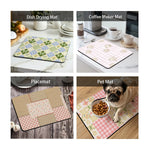 tapis cuisine absorbant polyestère patchwork motifs fleurs carreaux géométriques rose clair vert bleu